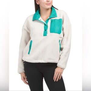 Wilo the Label Cosy Fleece Pullover Clay/Teal Size Large